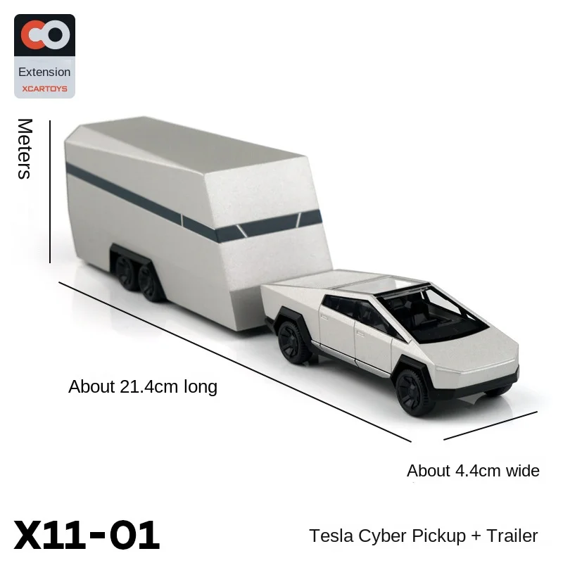 Toyi 1:64 Tesla Pickup Trailer Set Alloy Car Model Toy