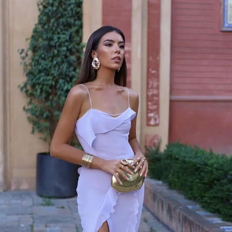 

Sexy Open Ba Long Dr Chiffon Strapl Asymmetrical Skirt Spring Summer Faion Cleanfit Sle No Sve Dr