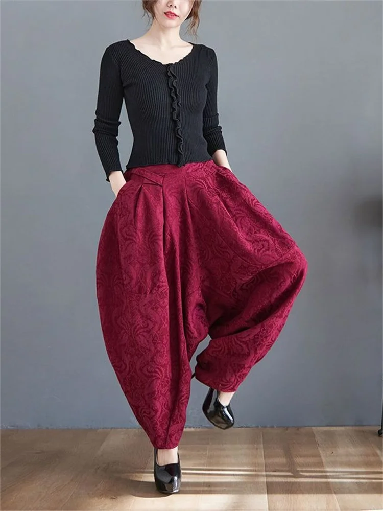 

2025 New Mom's Vintage Baggy Harem Pants High Waist Big Size Trousers Casual Bloomers Pantalones Women Elegant Fashion Sweatpant