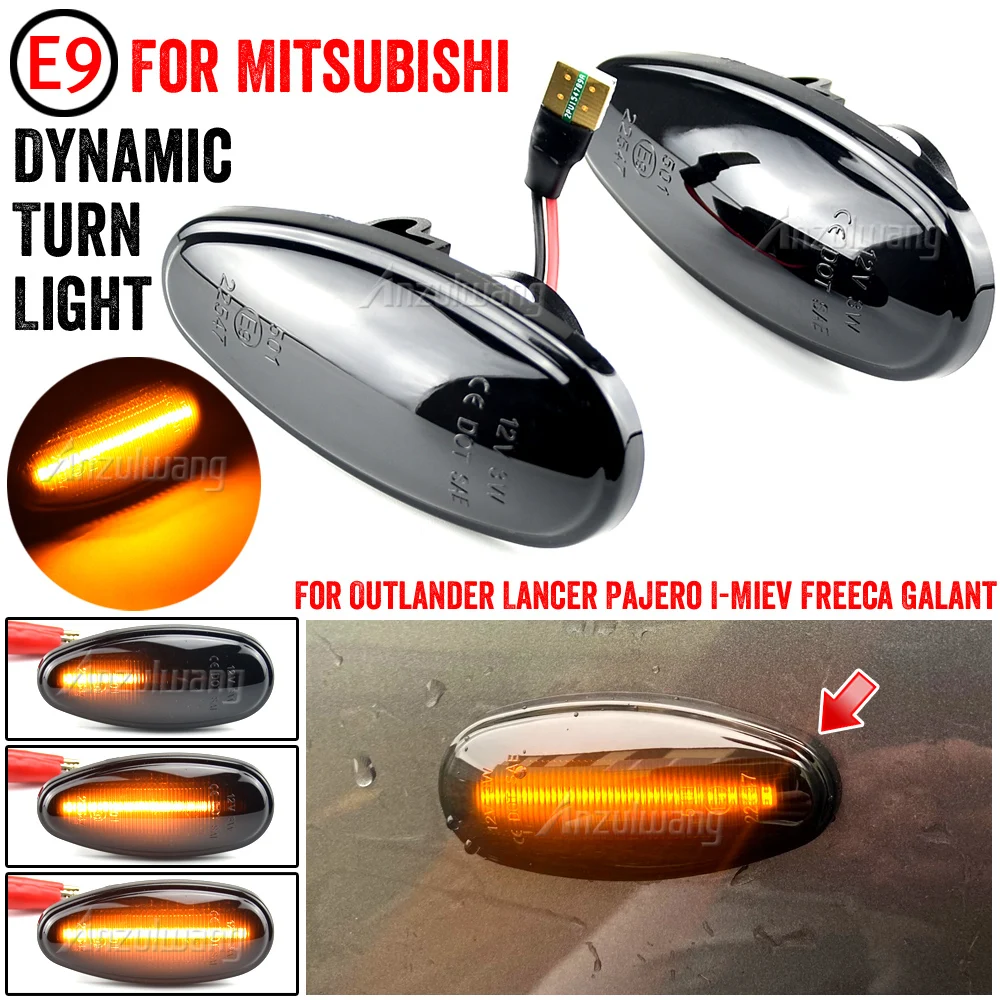 2PCS Flowing Water Blinker LED Dynamic Turn Signal Light Side Marker Flashing Indicator For Mitsubishi Outlander Lancer Pajero