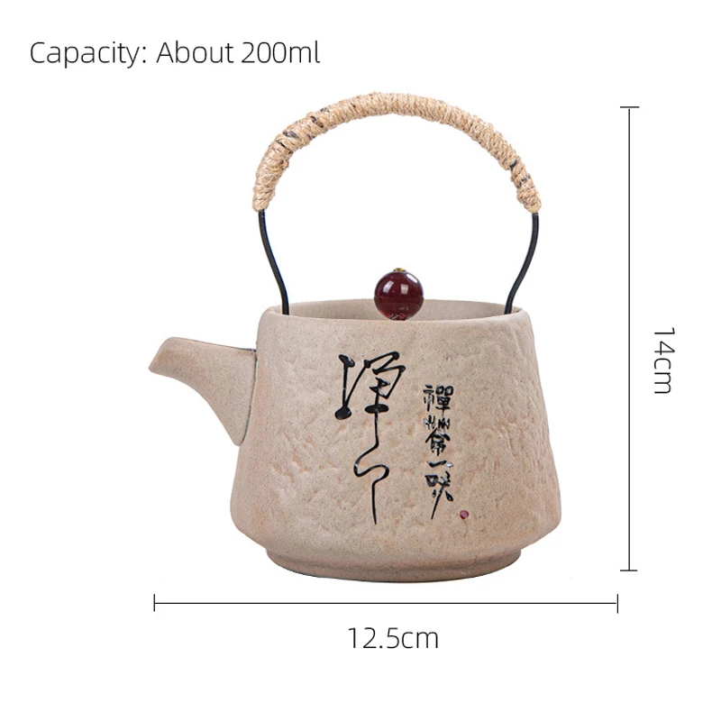 Handmade Ceramic Teapot, Small Pottery Tea Pot, Vintage Tea Kettle, Chinese and Japanese Style, Hot Water Boiling Pot