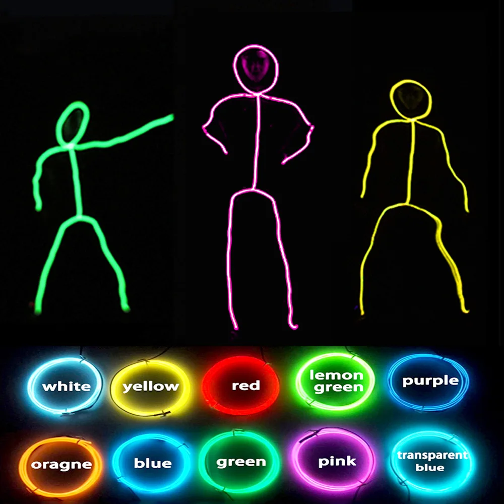 Matchstickmen Dance Clothes Costume DIY EL Wire Set Material Glowing  Electronic Light Dance Costume DIY Clothes Accessory