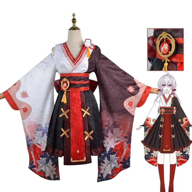 

Genshin Impact Kaedehara Kazuha Cosplay Costume Women's Kimono Sets Halloween Party Female Samurai Anime Clothing