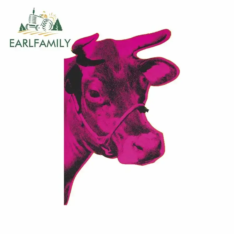 

EARLFAMILY 13cm x 8.8cm For Pink Cow Funny Car Stickers Anime Decal Windshield Scratch-Proof Suitable for VAN RV SUV Decor
