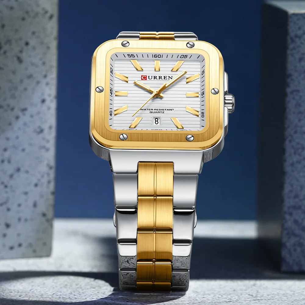 CURREN Fashion Men Sports Watc Auto Date Luminous Stainless Steel Band Wristwatch Men's Quartz Watch Men's Watches