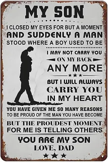 1p,To My Son Metal Tin Sign Vintage Decor Retro Signs Funny Posters Plaque Gift Wall Art Decor Vintage Decor Living Room Home Ho