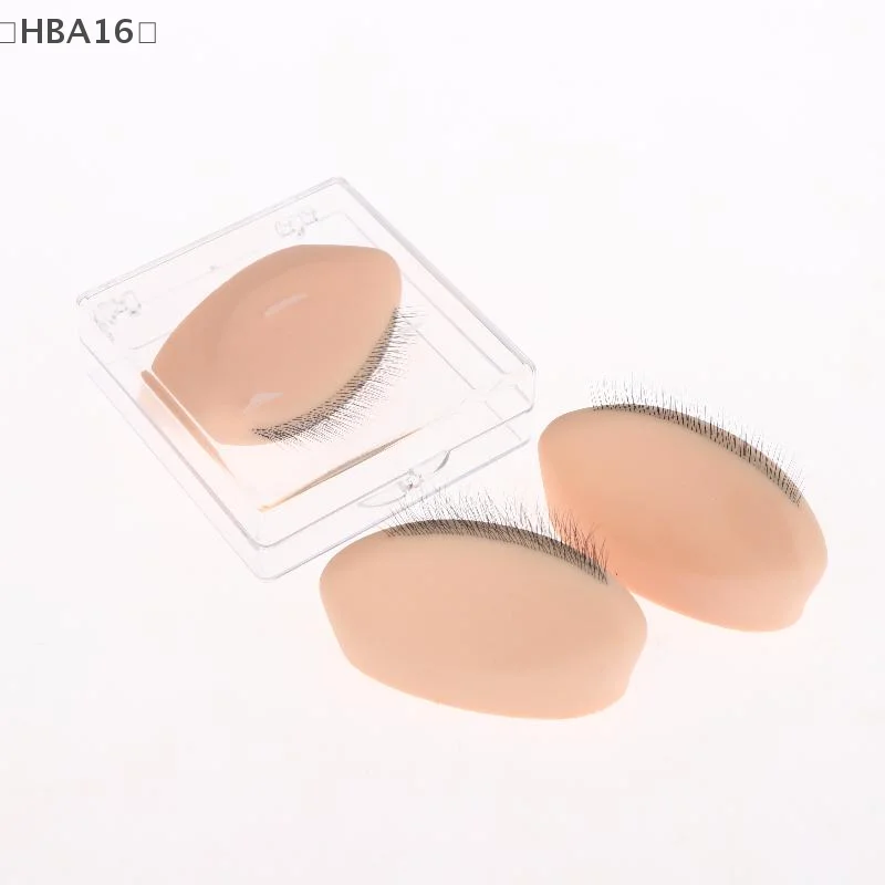 (HBA16) 1個 まつげ練習用シリコンモデル、リアルなまつげエクステ付き、再利用可能なトレーニング用まぶた・まつげエクステツール