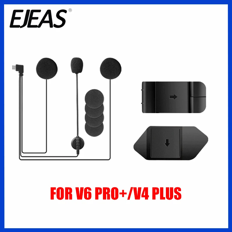 Original EJEAS V6 Pro+/V4 Plus Microphone Speaker Headset TYPE-C for Motorcycle Helmet Intercom Bluetooth Interphone Clip