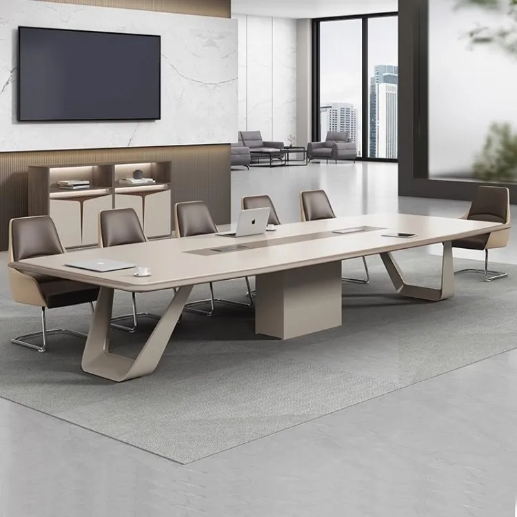 Elegant Multi-Functional Conference Table And Chair Set With Cable Management For Large Meeting Rooms