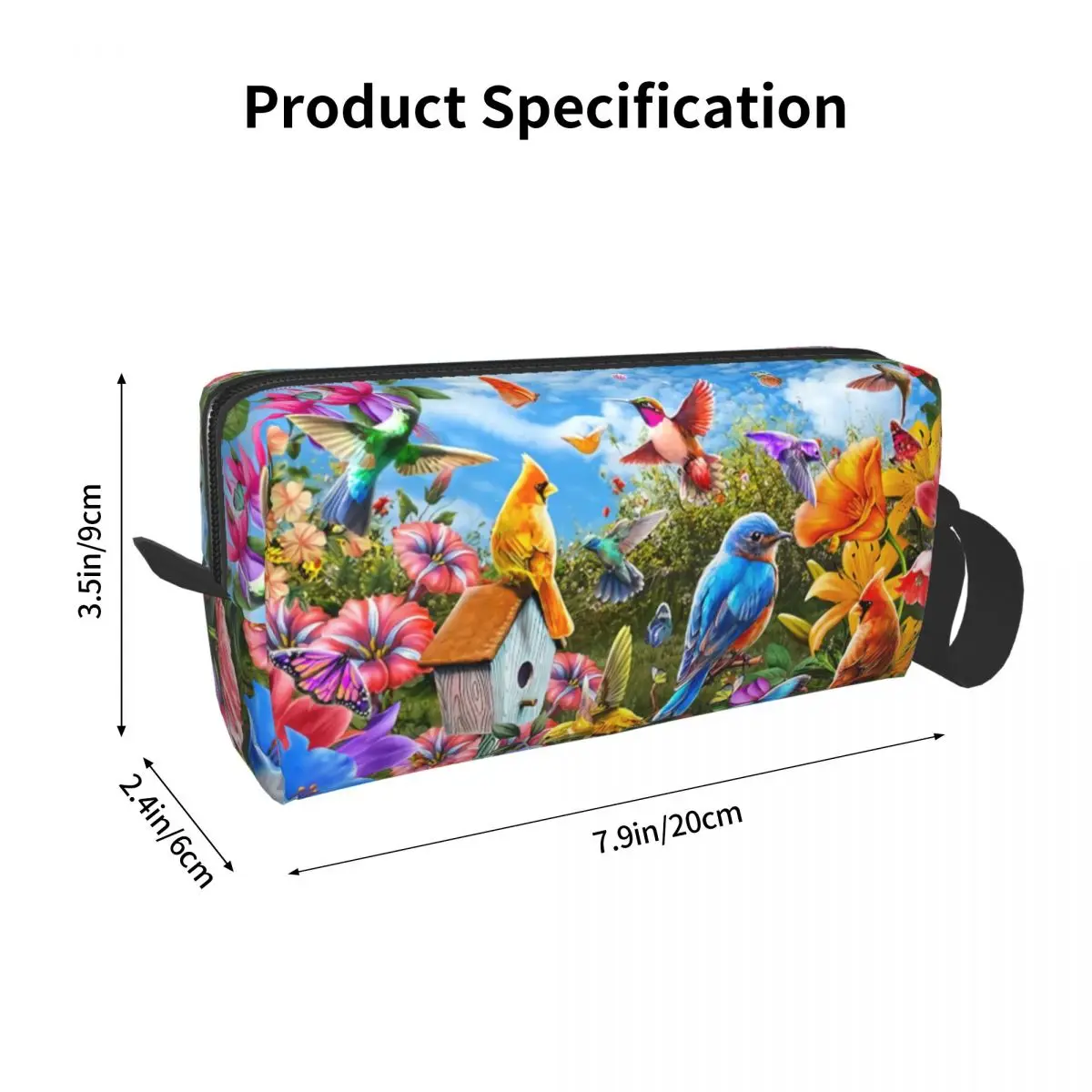 Custom Fashion Birds And Flowers Travel Toiletry Bag for Women Makeup Cosmetic Bag Beauty Storage Dopp Kit