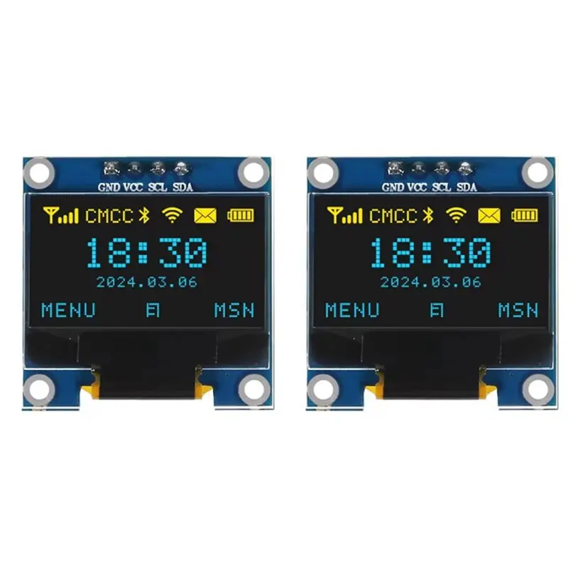 

【СНИЖЕНИЕ ЦЕНЫ!】2 шт. 0,96-дюймовый OLED-дисплей, модуль экрана I2C IIC 128X64 SSD-1306, ЖК-экран 3,3–5 В, синий, желтый, для ESP32 ESP8266