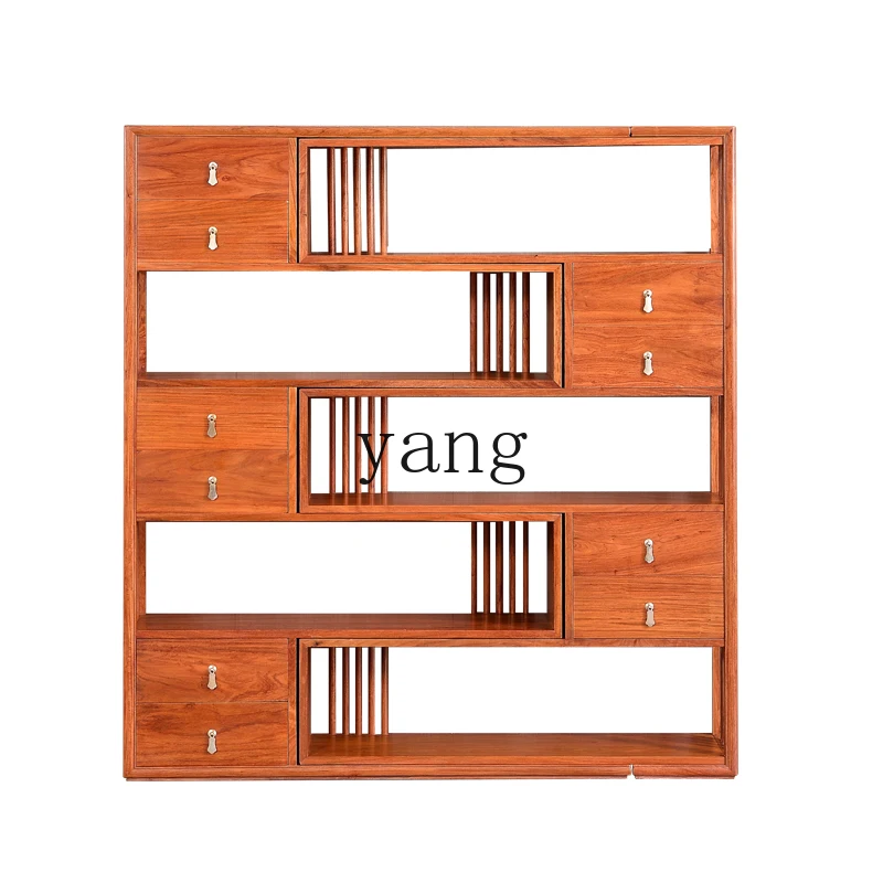 LMM rosewood bookcase indoor simple multi-functional bookshelf retractable drawer shelf