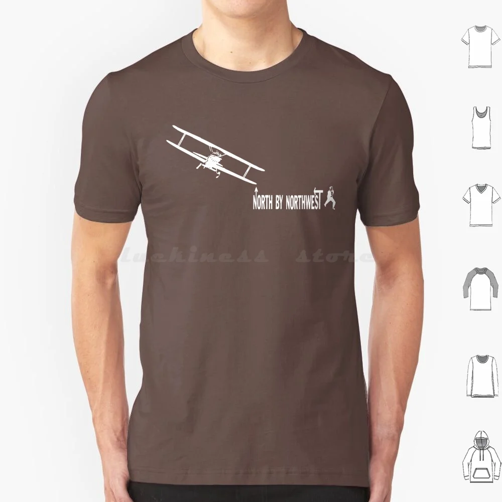 Norte do noroeste (branco) t camisa tamanho grande 100% algodão berbat natbern Alfred Hitchcock Cary Grant avião corrida
