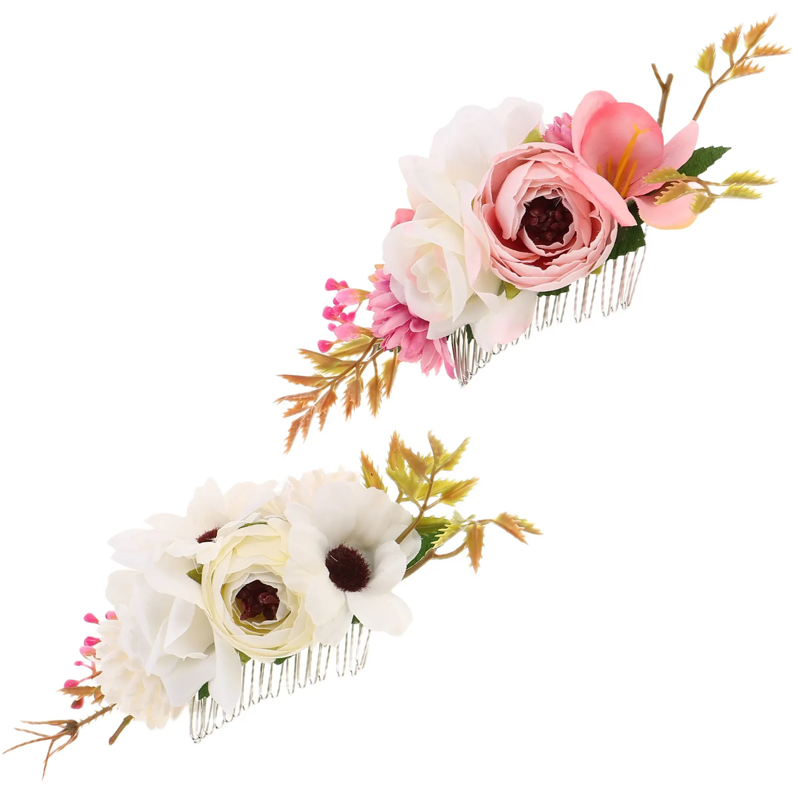 2Pcs Bridal Hair Comb Elegant Floral Wedding Accessories Lightweight Flower Hair Ornament for Bride Bridesmaids Beach Photoshoot