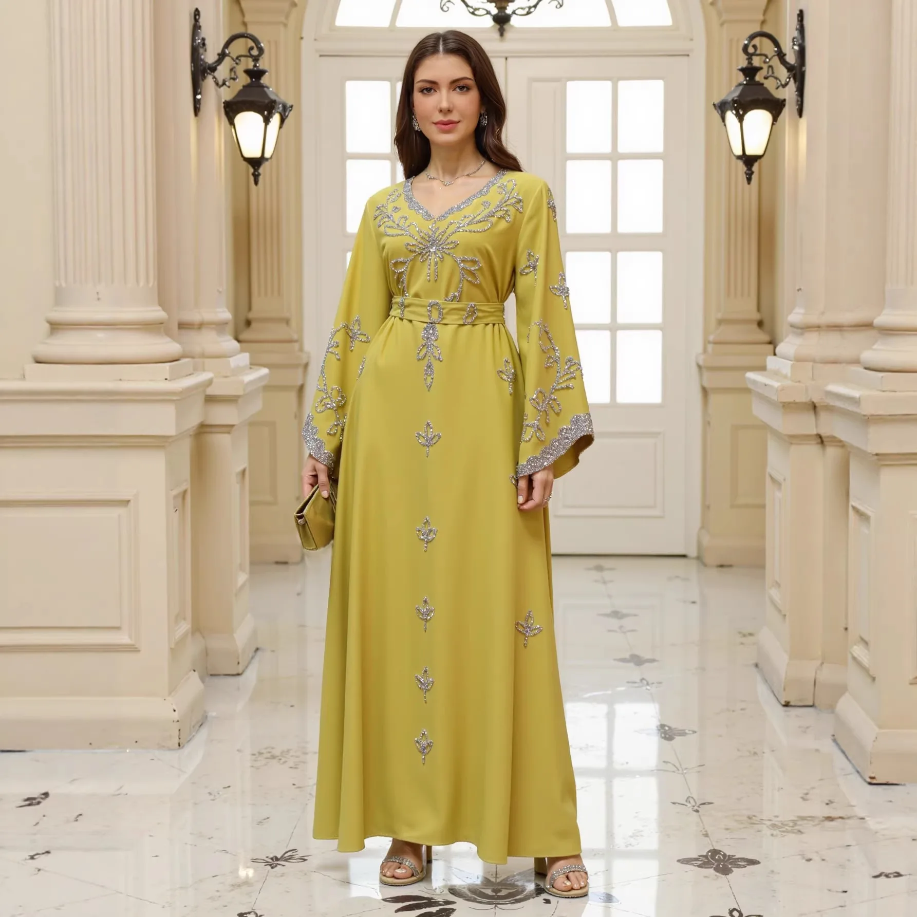 Eid Women Dress Abaya Jalabiya Ramadan Muslim Party Dresses Diamonds Sashes Vestidos Arab Long Robe Morocco Dubai Kaftan 2026