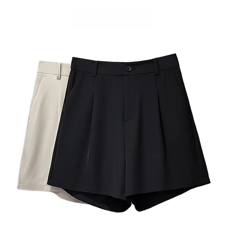 

High Waist Wide Leg Suit Pants for plus Size Women Summer Casual Versatile Short Trousers Korean Style Loose Fit Commute Wind
