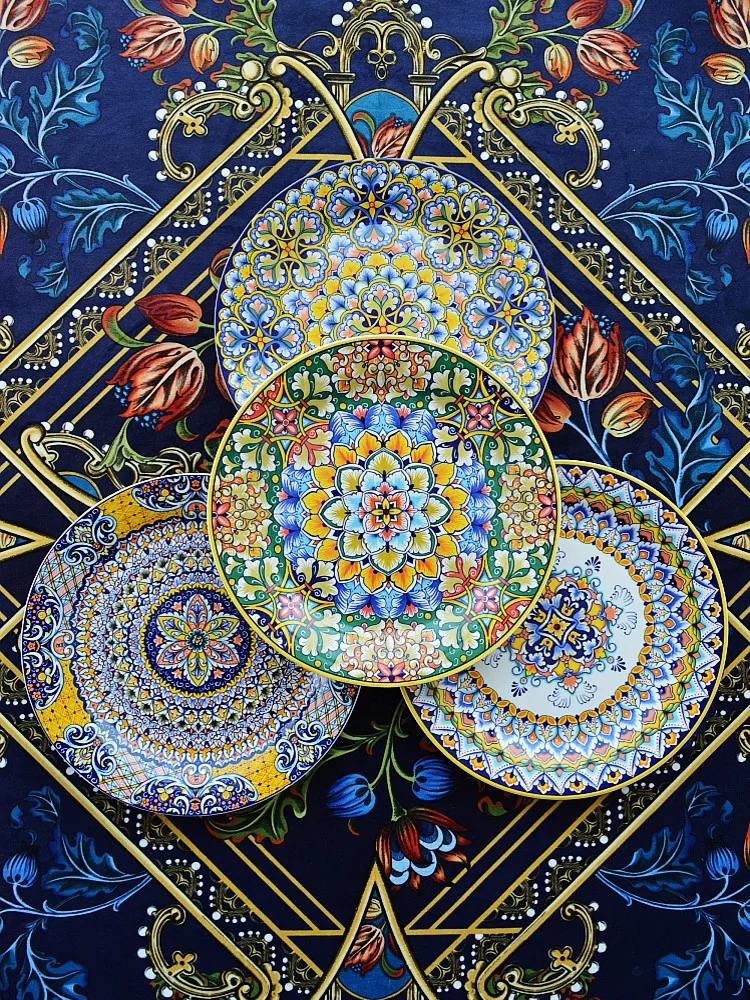 Italian exotic style underglaze colored ceramic Western cuisine plate flat plate