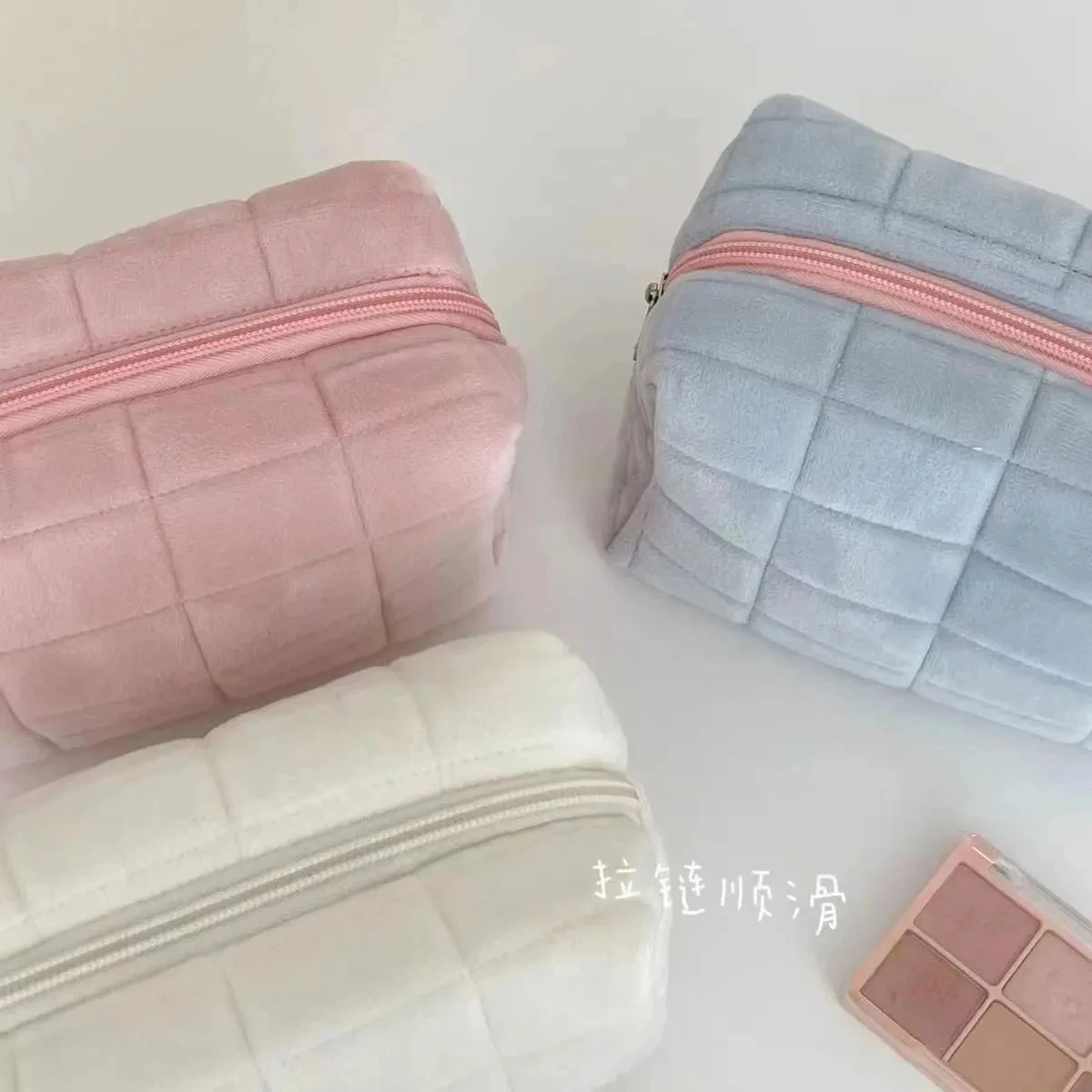 Sacos De Maquiagem De Pele Para Mulheres, Saco Cosmético De Viagem Macia, Caso Organizador para Jovens Meninas, Necessários Bolsas De Cor Sólida