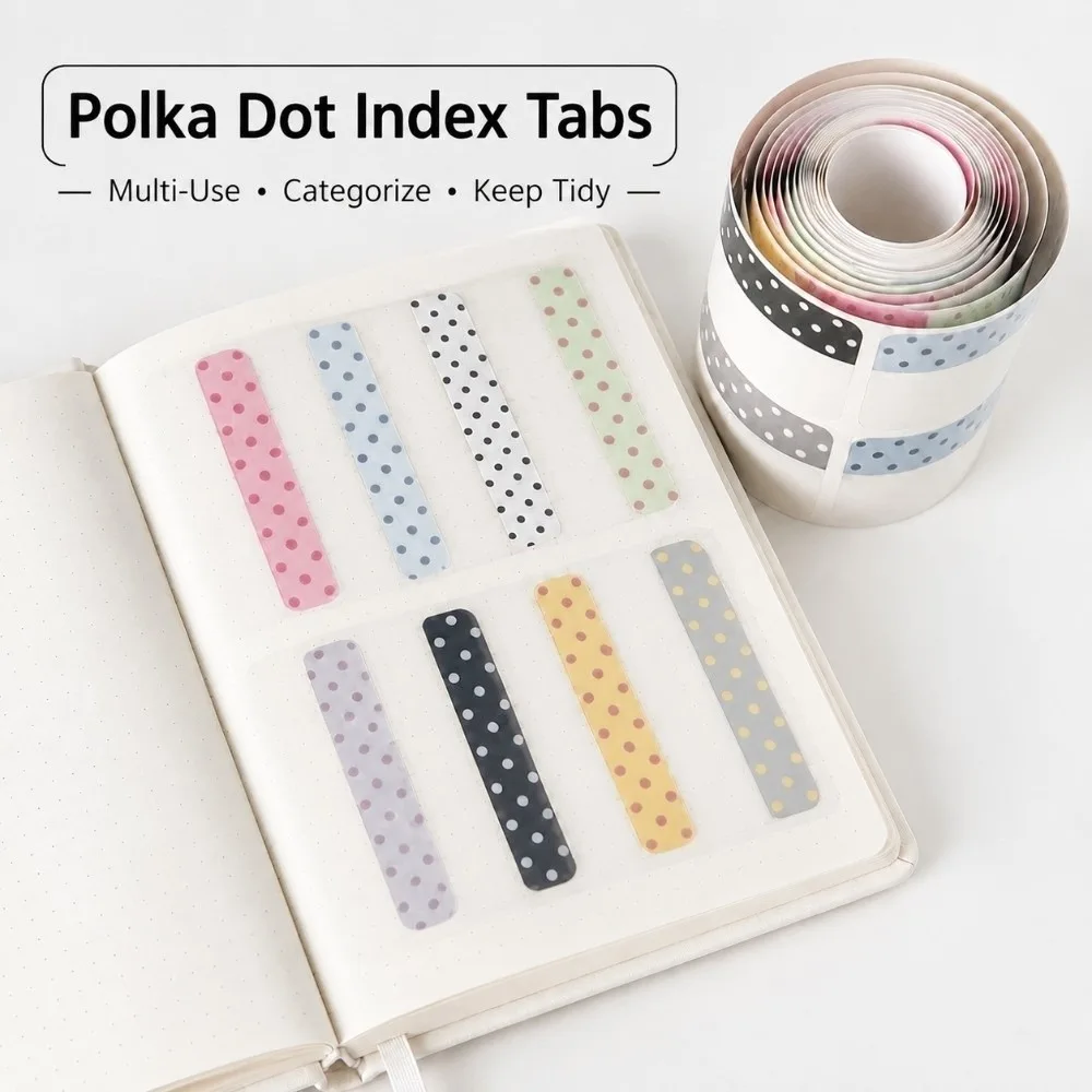100Pcs/Roll Ins Polka Dot Index Tabs Writable Self Adhesive Page Markers Classification Index Stickers DIY Scrapbooking