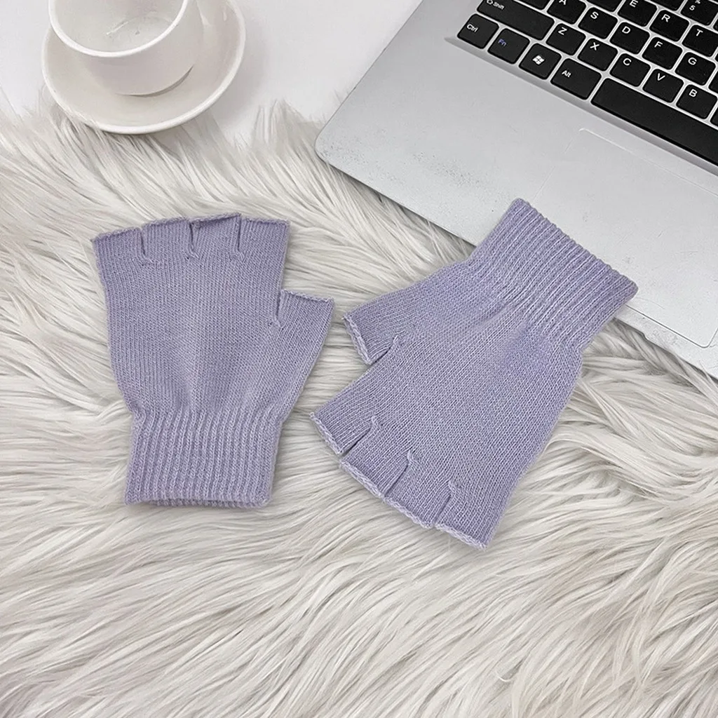 Knitted Gloves Soft Fingerless Gloves Thermal Gloves Winter For Indoor Activities Outdoor Travel Typing