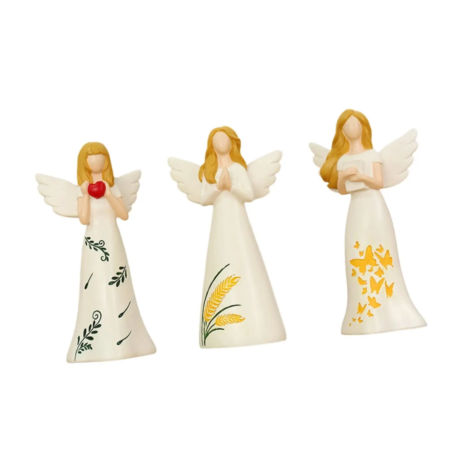 3x Angel Figurines Girl Friendship Statues Gift Forever Friends Desk Figures for Indoor Bedroom Living Room Birthday Cabinet