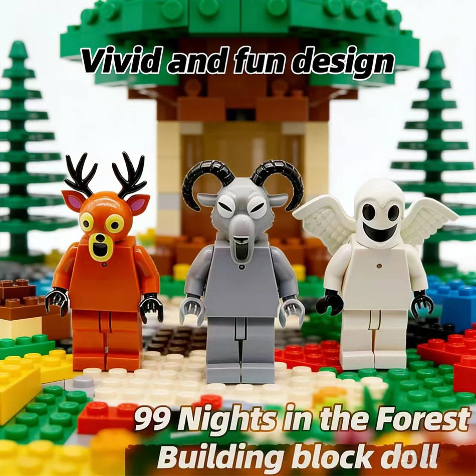 6 قطعة 99 ليال في الغابة الغزلان اللبنات مجموعة 99 ليال في الغابة الغزلان كتل للفتيات الفتيان اللعب هدايا عيد الميلاد