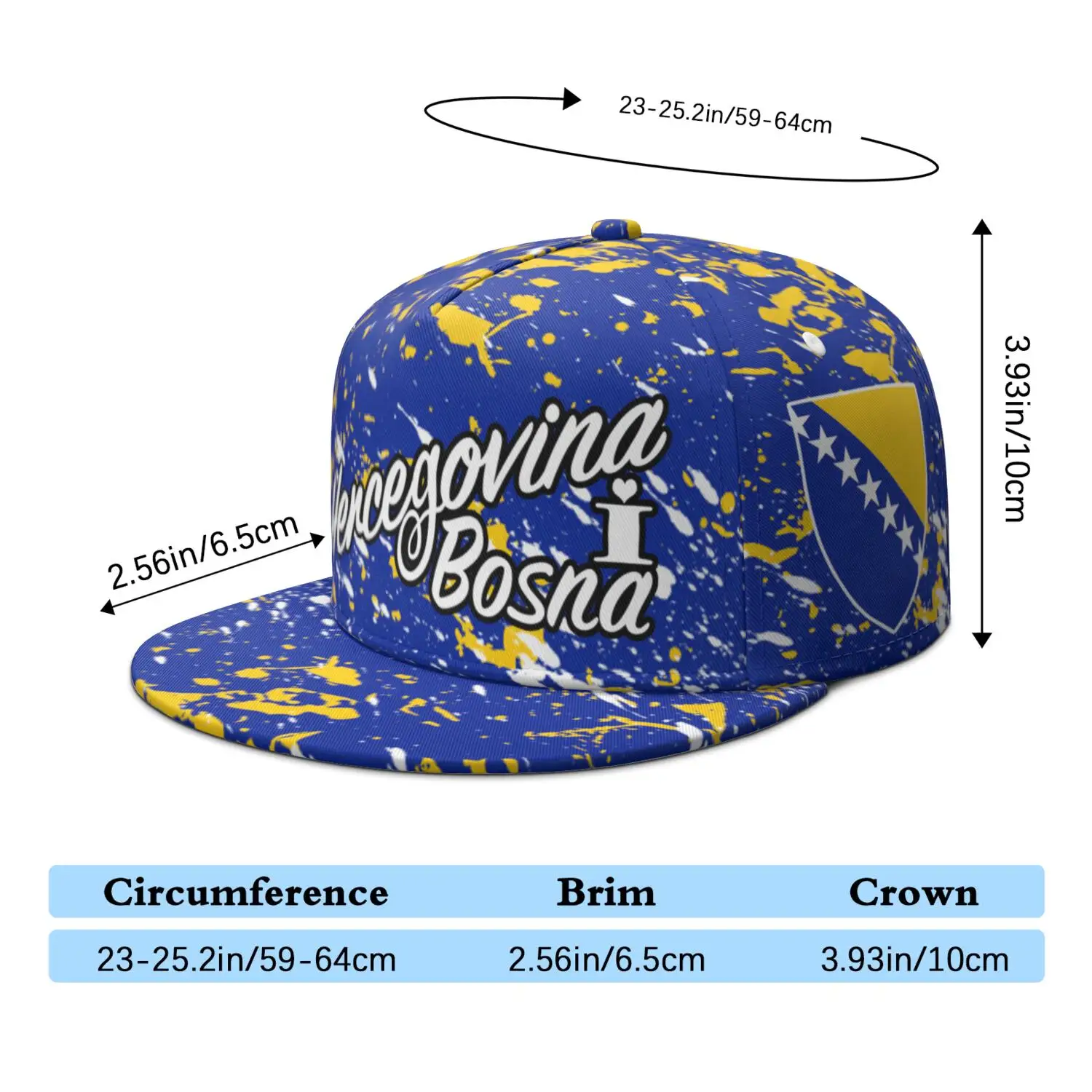 Bosnia and Herzegovina Flat Brimmed Hat Free Custom Name Number Logo Baseball Cap Bosnian Bih Flag Croatian Photo Headgear