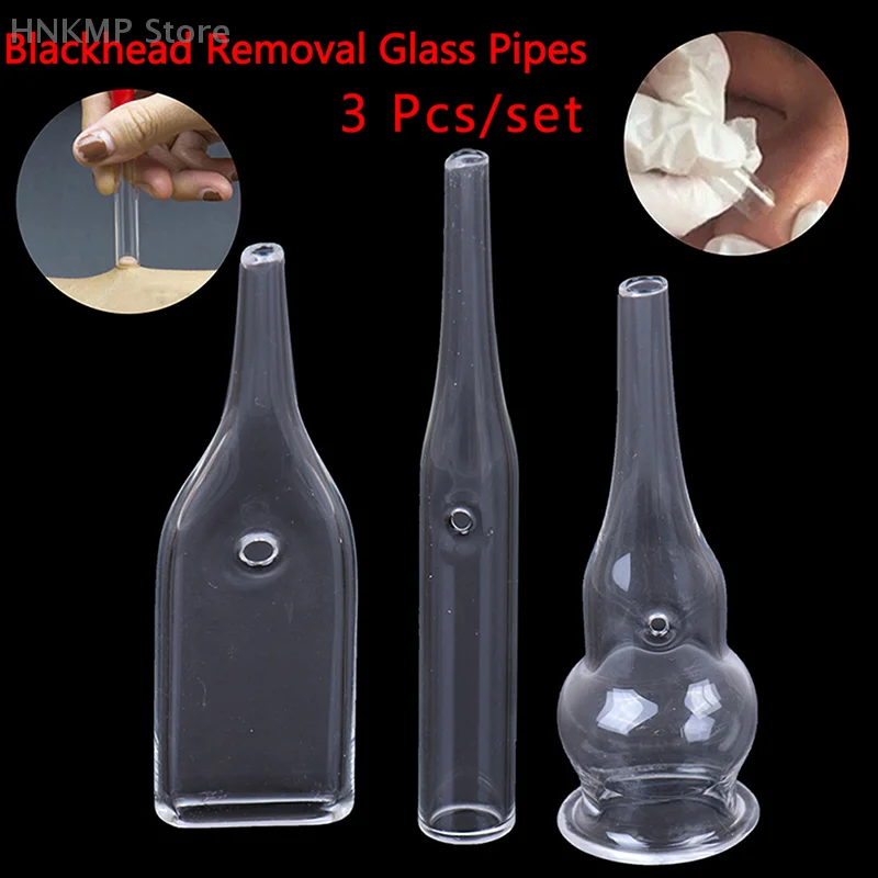 

3Pcs/Set Blackhead Removal Glass Pipes Face Pore Cleanser Vacuum Extractor Tube