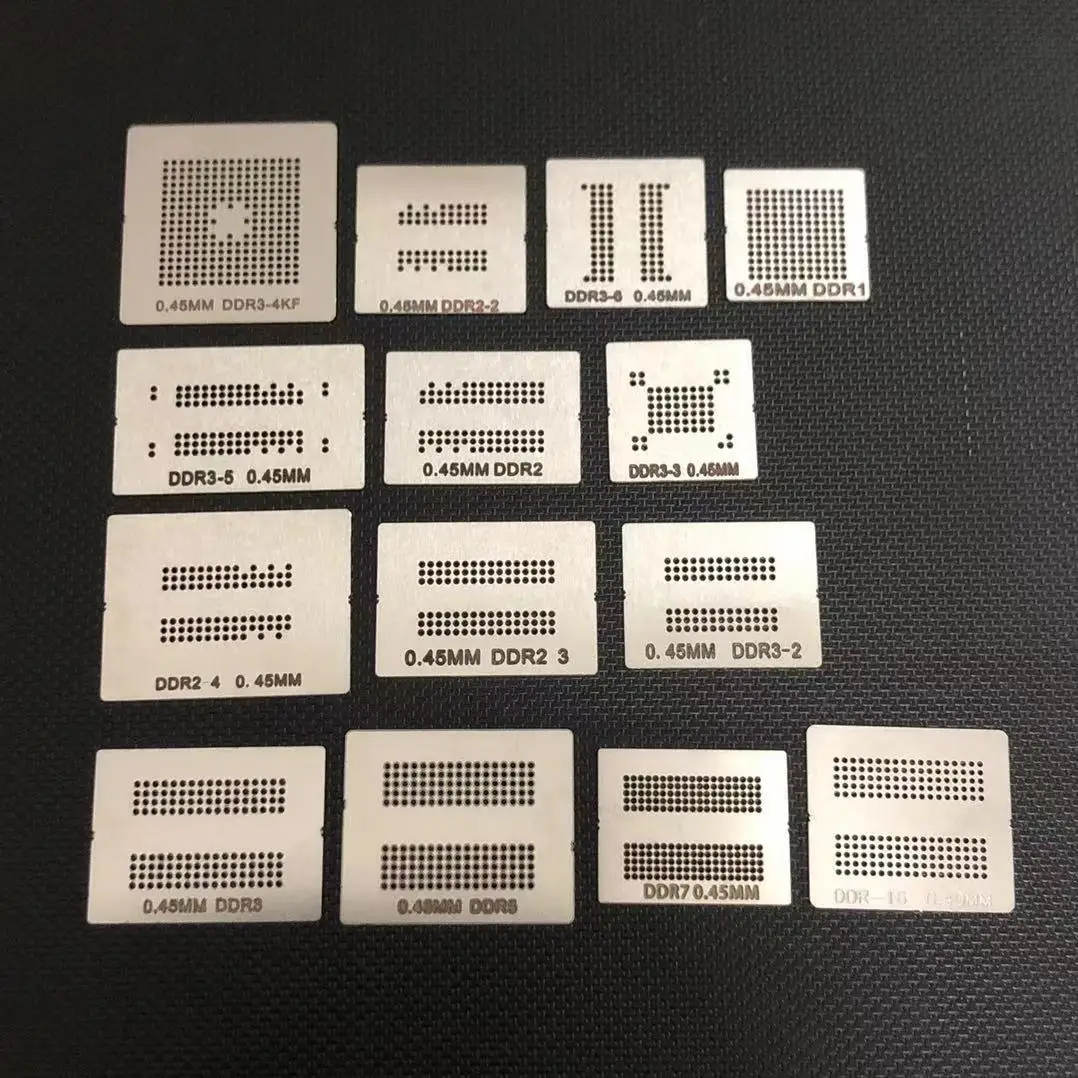 14pcs* DDR1 DDR2 DDR3 DDR4 DDR5 GDDR5X FBGA190 GDDR6 FBGA180 K4G80325FB-HC25 K4Z80325BC-HC14 D9WCW D9VRL D9VRK BGA Stencil