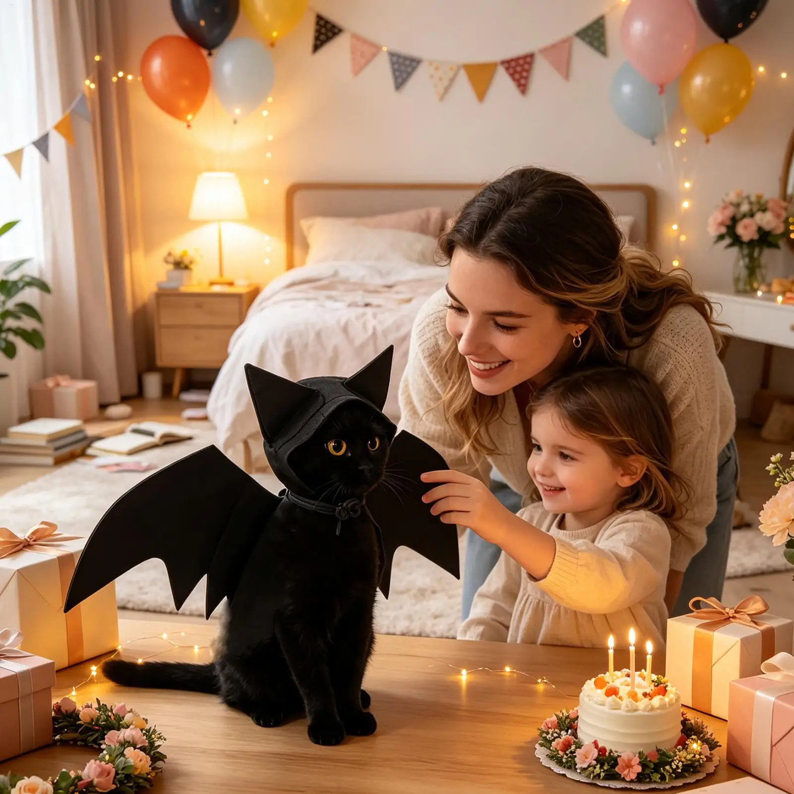 Bat Costume For Cats With Hat Cute Realistic Felt Dress Up Accessories Funny Pet Clothes Dress Up For Holiday Party Celebration