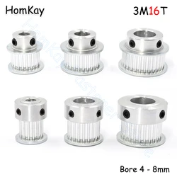 16T HTD-3M Timing Pulley Bore 4 5 6 6.35 7 8mm 16 Tooth Synchronous Wheels 3D Printer Accessories Parts for Belt width 10mm
