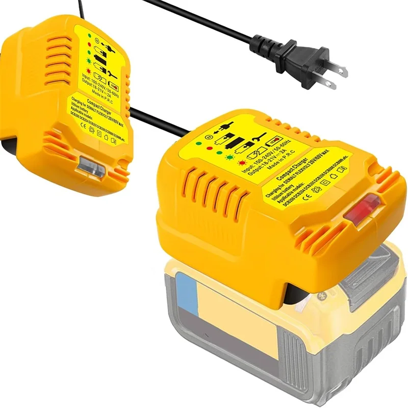 Mini Fast Charger Replacement for Dewalt 18V 20V Lithium Battery Portabl Charger fit for DCB206 DCB204 DCB201 DCB200 DCB112