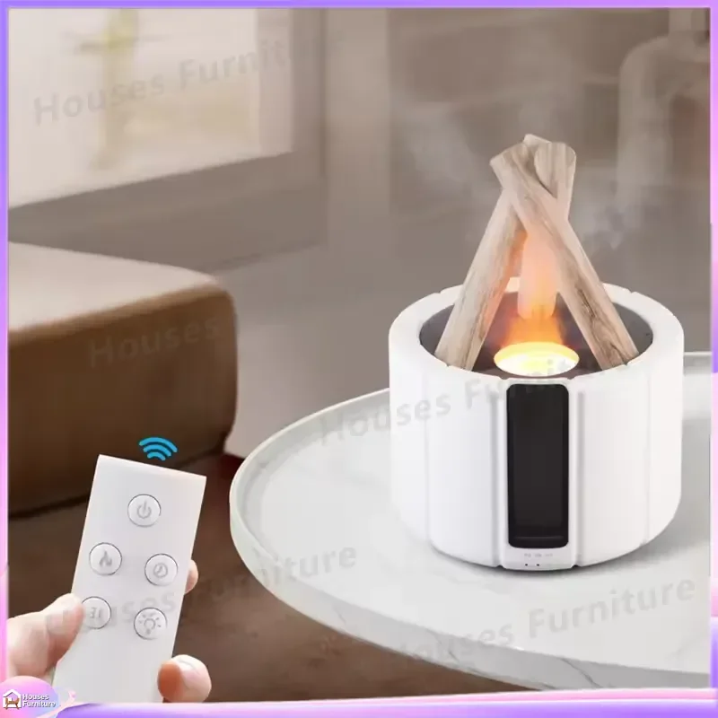 230 3D Flame Humidifier Smart Home Aroma Diffuser Wood Grain Essential Oil Air Freshener Ultrasonic Mist Maker Cool Mist