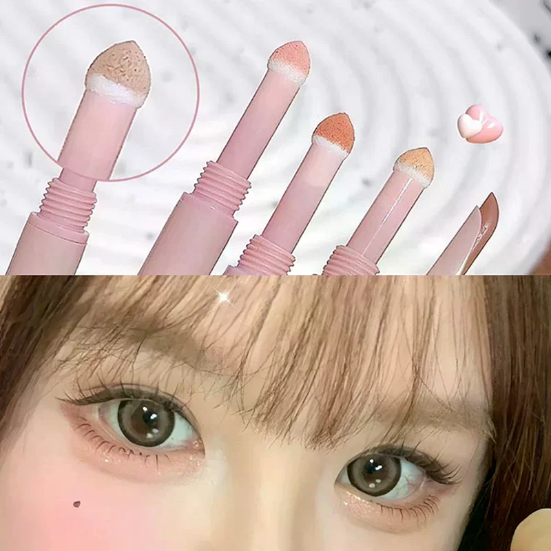 2-in-1 Lying Silkworms Eye Pencil Smudge-Proof Pink Shadow & Shimmer Highlighter Brighten Aegyo Sal Stick Korean Cosmetics