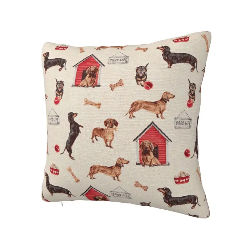 Cute Badger Dogs Dachshund Throw Pillow Case Decor Home Cute Sausage Wiener Cushions Cover For Sofa  Square Polyester Pillowcase