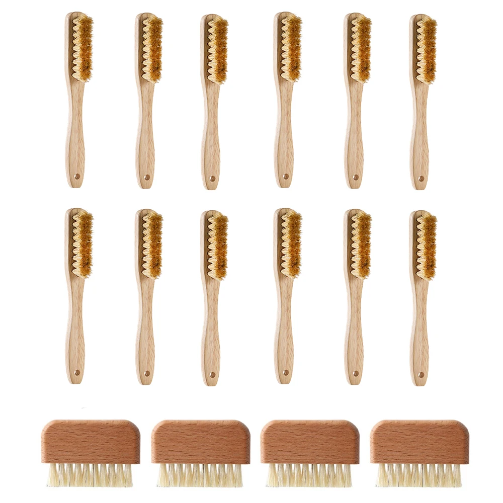 

16Pcs Boar Bristle Nail Brush Set - Wooden Handle, Nail Cleaner for Fingernail & Toenail Care