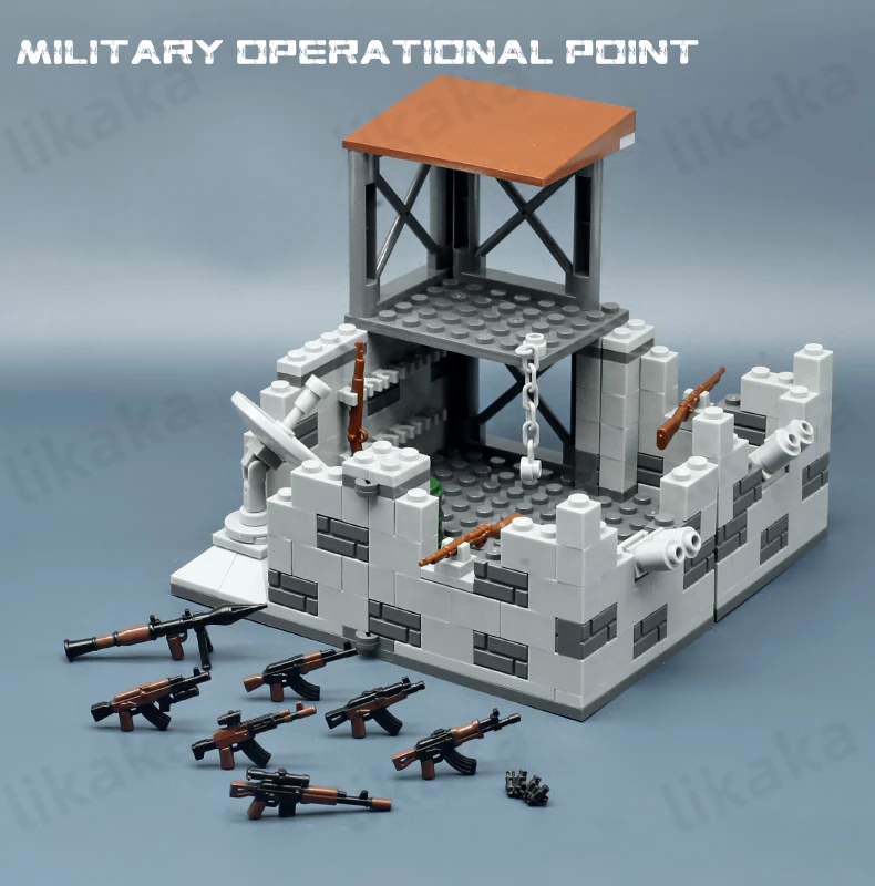 MOC Military Operational Point Blocks Toys Montessori with Weapons Toys for Boys Gift Compatible Technical Classic Bricks