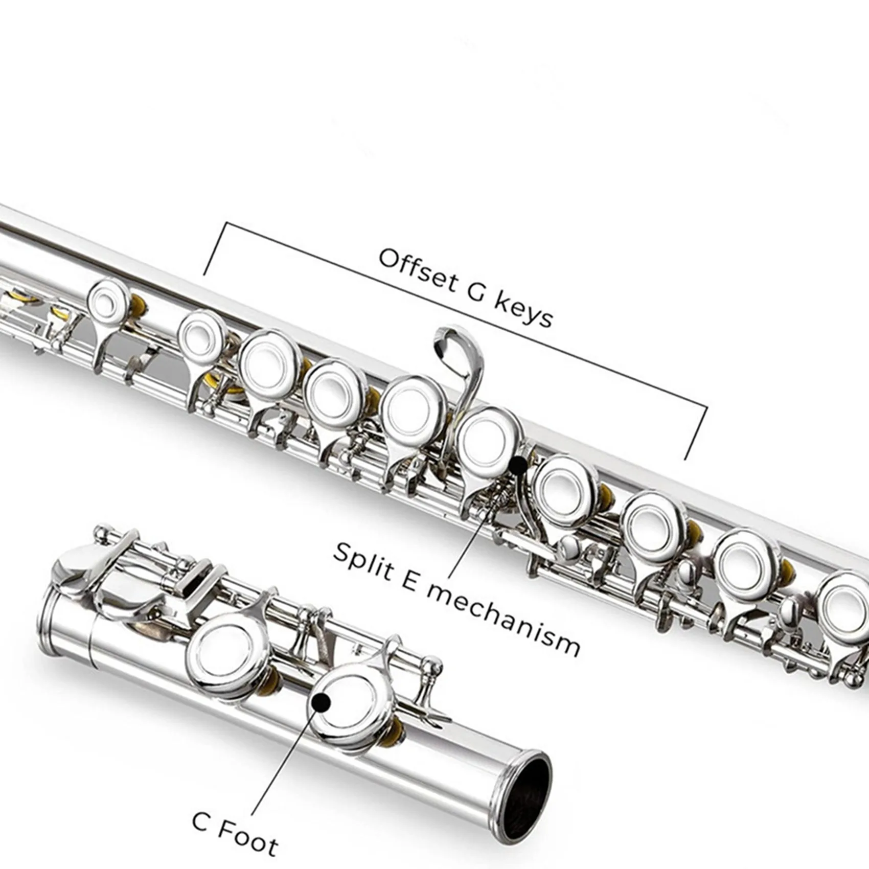 【BIG SALE】2X 16 Closed Open Holes C Key Professional Transverse Flute Concert With Box Cleaning Cloth Stick Gloves