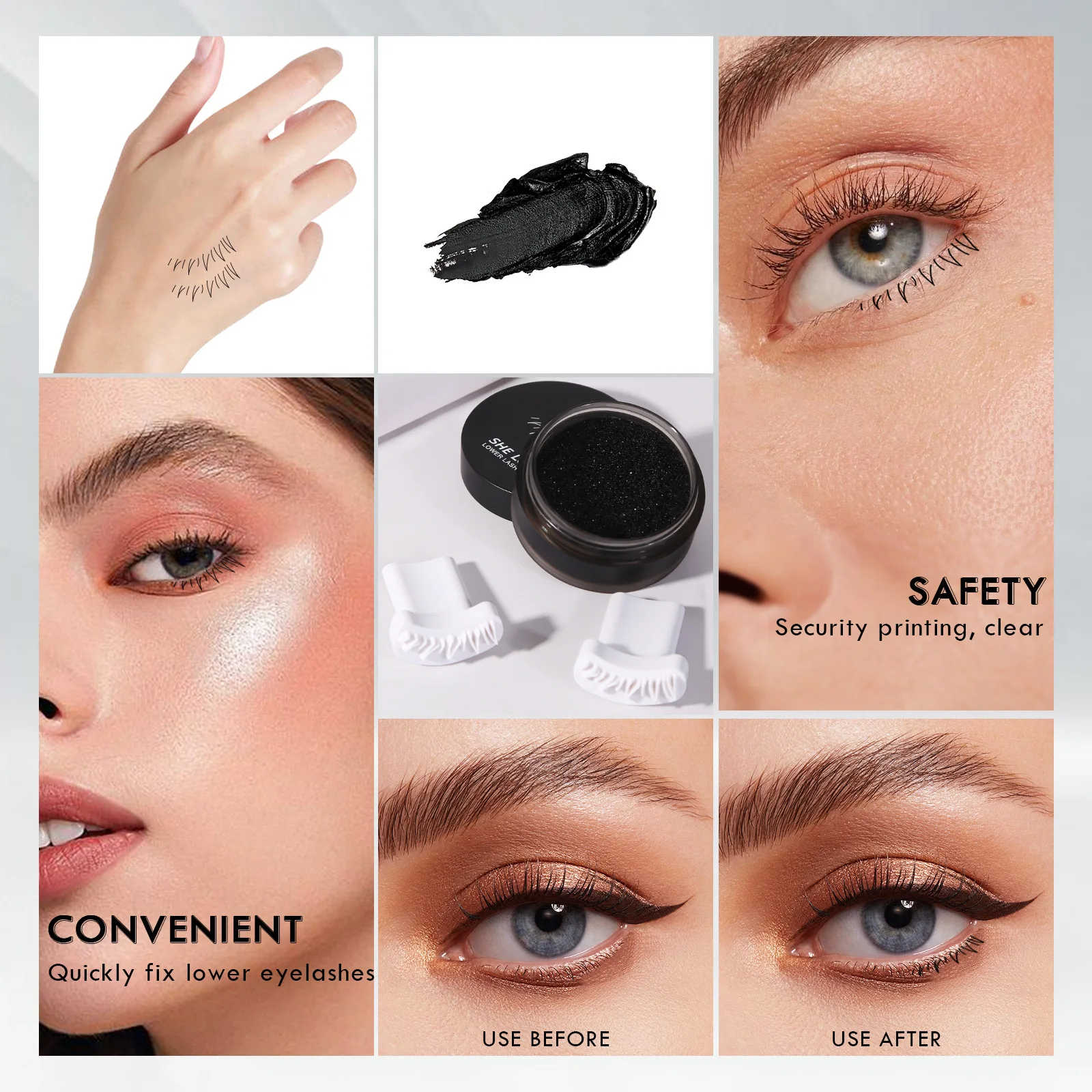 하부 속눈썹 스탬프 키트, 원스탬프 자연스러운 방수 인조 속눈썹 효과, 초보자용 스탬프 펜 및 잉크 포함 사용하기 쉬운 메이크업 도구