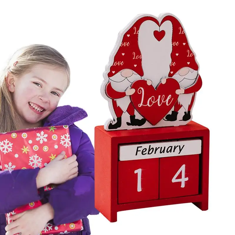 Ore Valentine Advent Calendar  3D Count Down Calendar Wooden Table Centerpieces Gnome Heart Ornaments Party Supplies Home Decor