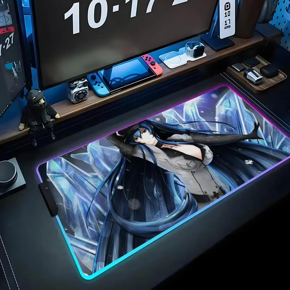 

esdeath Mouse Pad RGB Gaming Mousepad Big LED Pad PC Desk Mat Luminous Mouse Pad Large Keyboard Mats Table Rug With Backlit
