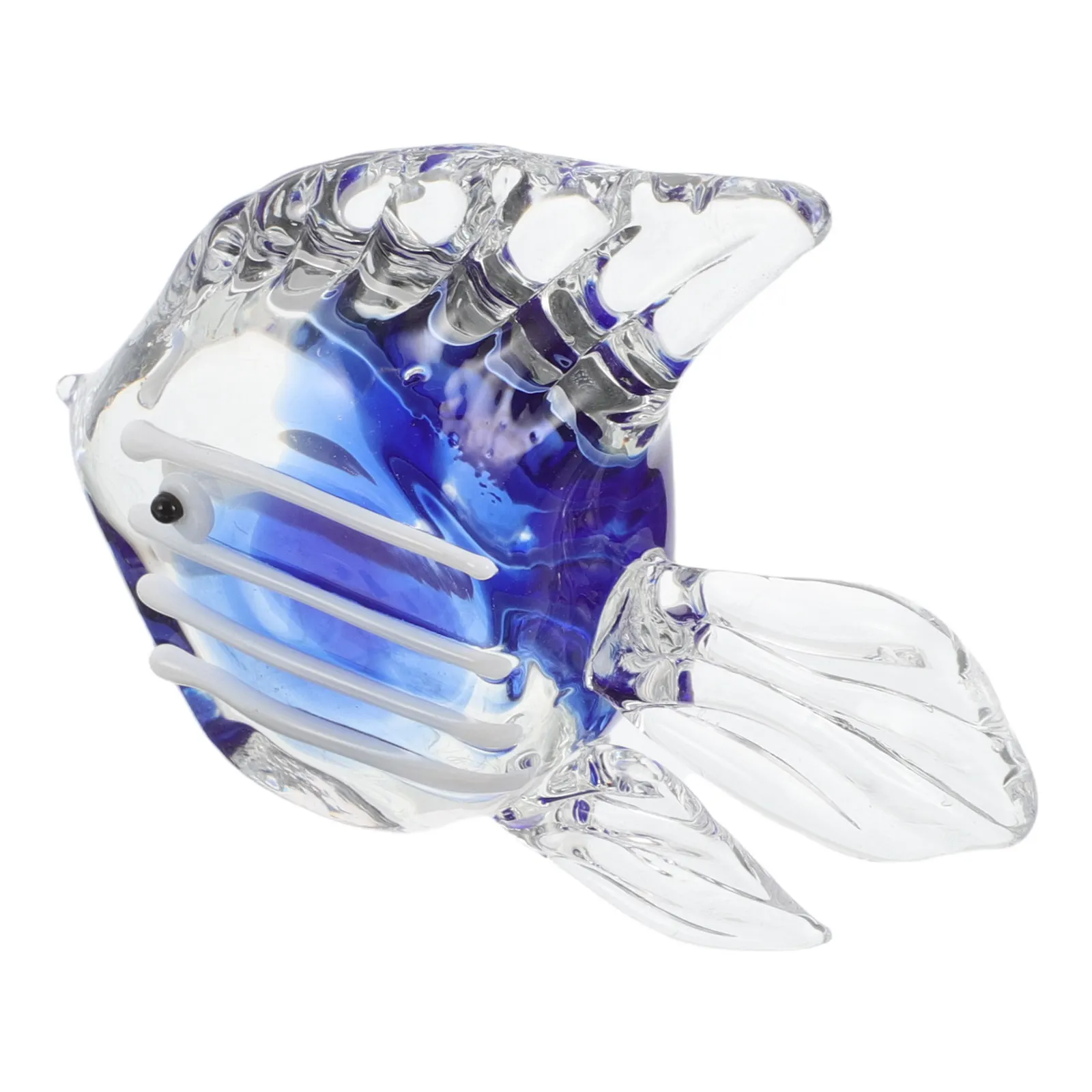 Glass Fish Hand Blown Crystal Sculpture Ocean Inspired Coastal Nautical Table Centerpiece Decorative Sea Glass Statue