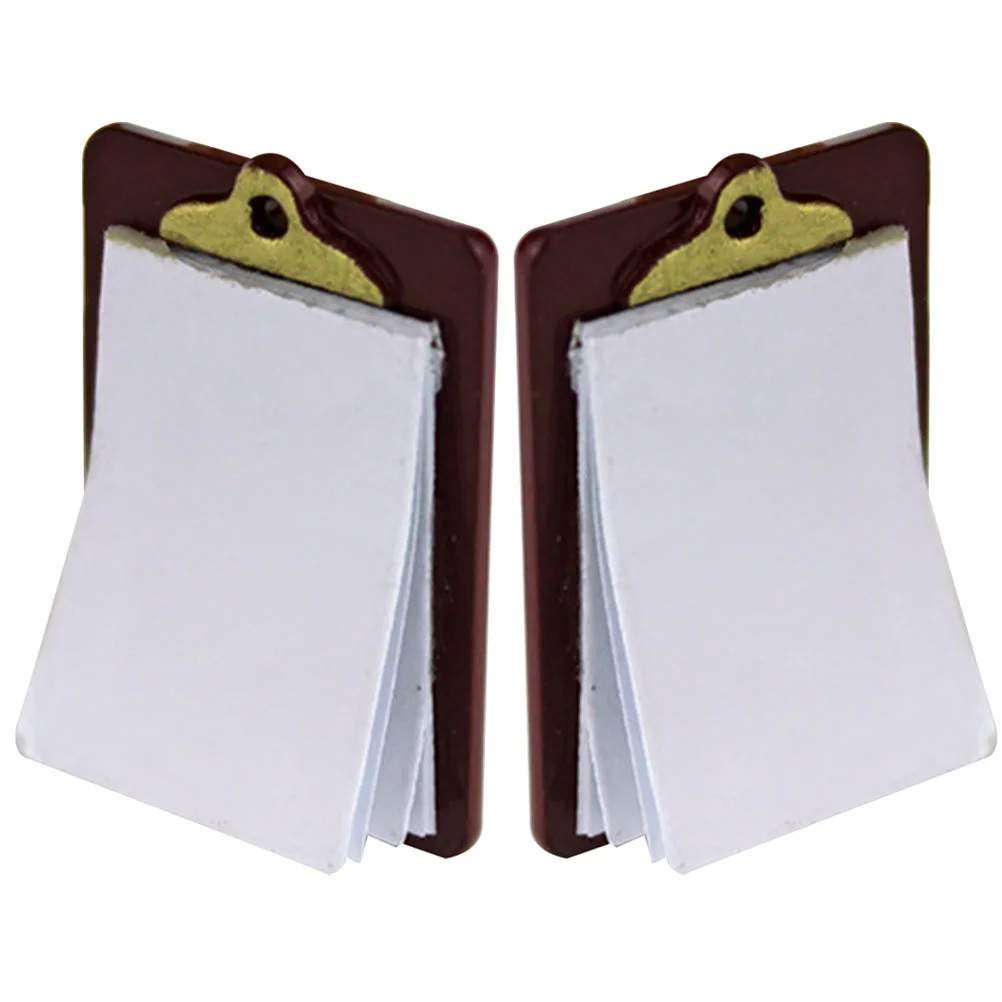 2 Pcs Mini Tablet House Supplies Writing Board Supply Model Brown Simulated Clipboard DIY