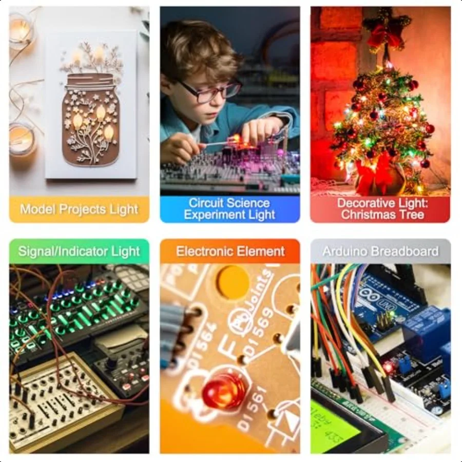 DiCU 450 pz 5mm Diodo LED Kit Luce LED Scatola 5 Colori Mini LED Assortiti Kit 5mm Rotondo Top Diodi Emettitori di Luce per Progetto FAI DA TE