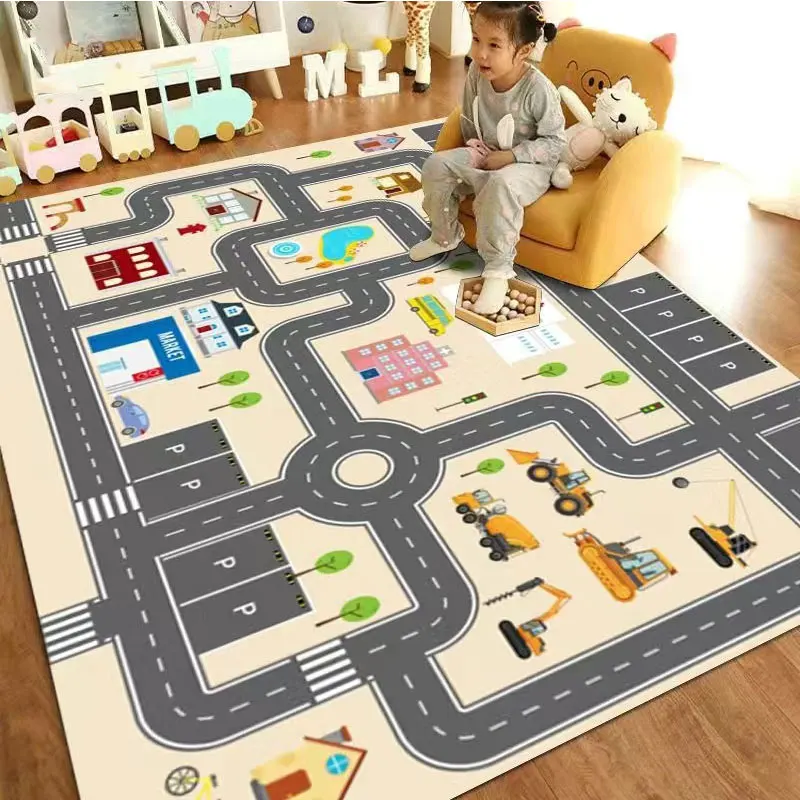 

Children's Play Large Area Carpet Educational Modern Road Traffic Route Game Carpet For Living Room NonSlip Floor Mat Home Decor