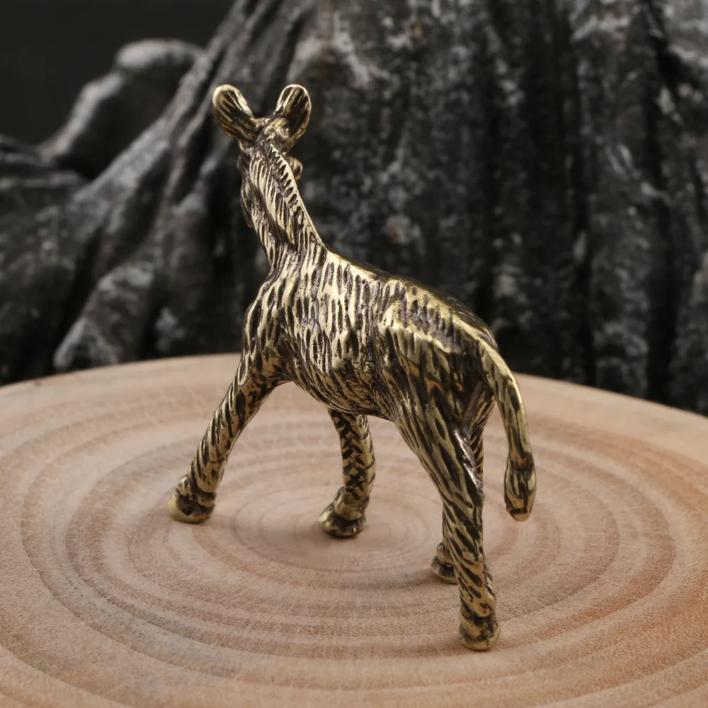 Chinese Antique to Do Old Struggle Donkey Decoration Brass Miniature Tea Pet Desk Decoration Hard Work Every Day Upward