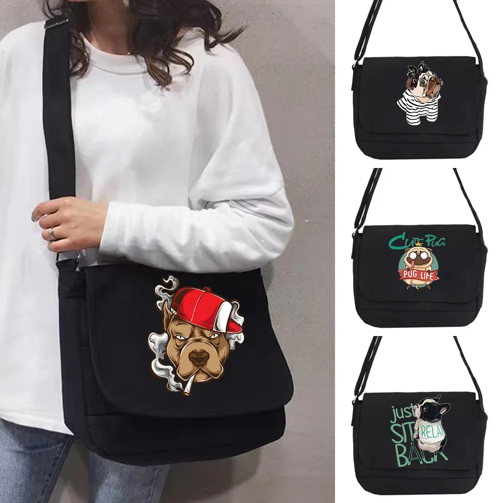 

2023 Canvas Crossbody Bags Korean Version Casual Wild Shoulder Packet Dog Print Large Capacity Organizer Messenger Bag for Women