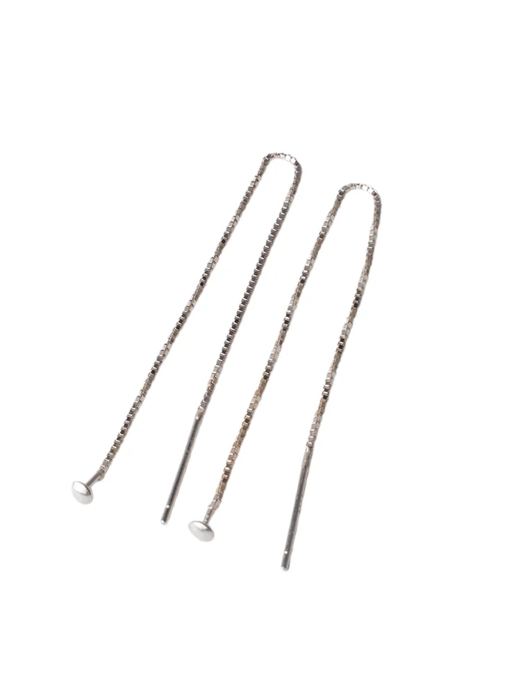 earwire,solid 925 sterling silver ear thread, Box Chain earring wire with Headpin