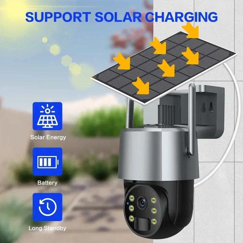 Tuya Smart Life 5MP WiFi Camera Solar Powered Security Wireless Battery PTZ Camera Home Surveillance IP66 Waterproof Outdoor PIR