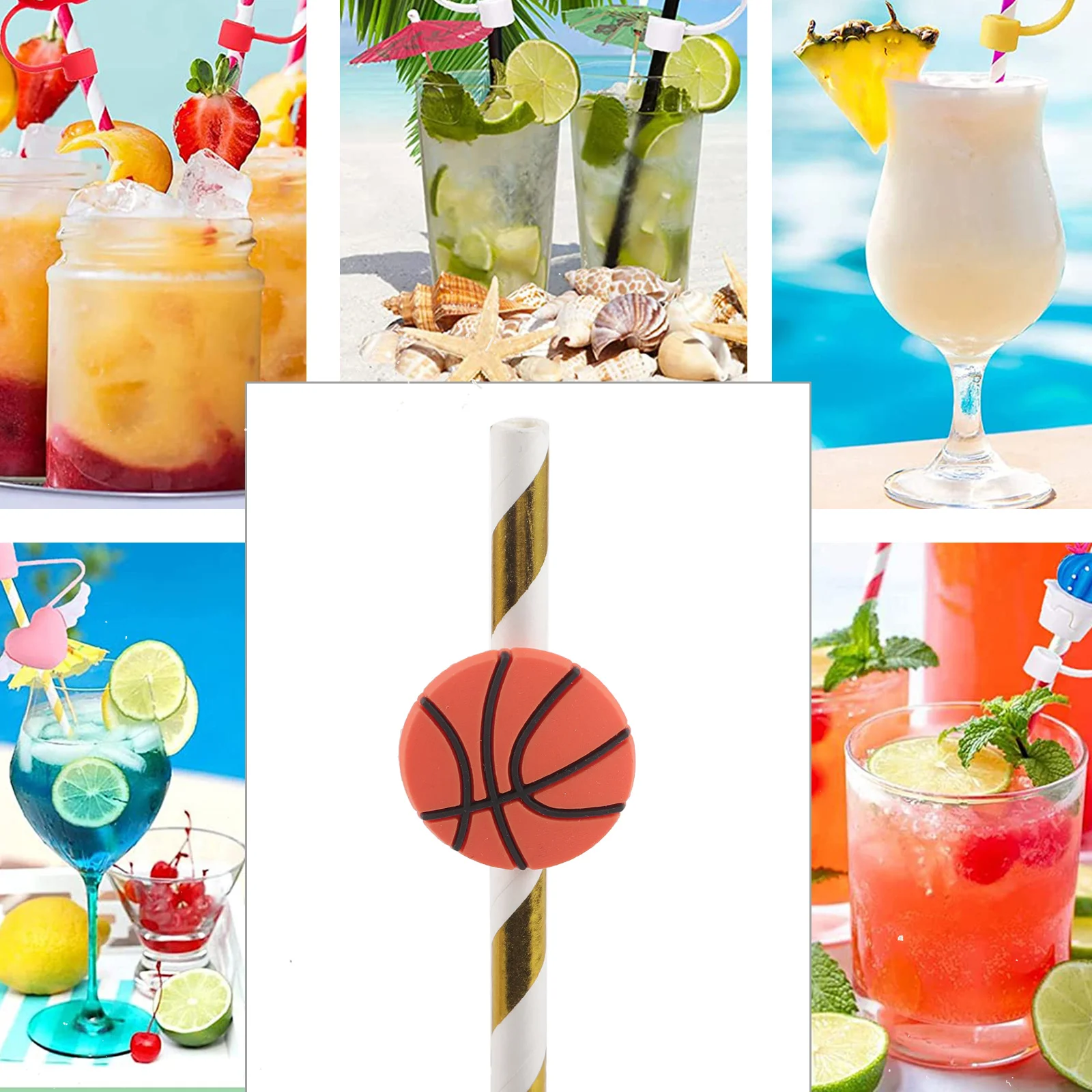 

6Pcs Straw Caps Reusable Protective Covers Cute Straw Tips Protector for Parties Picnics and Family Use Tips Protector